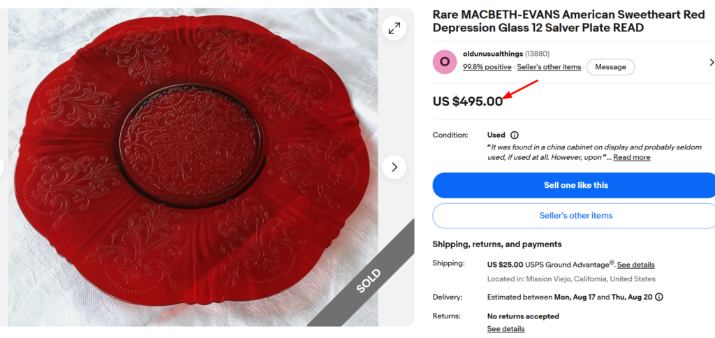 American Sweetheart Ruby Red Plate MacBeth-Evans
