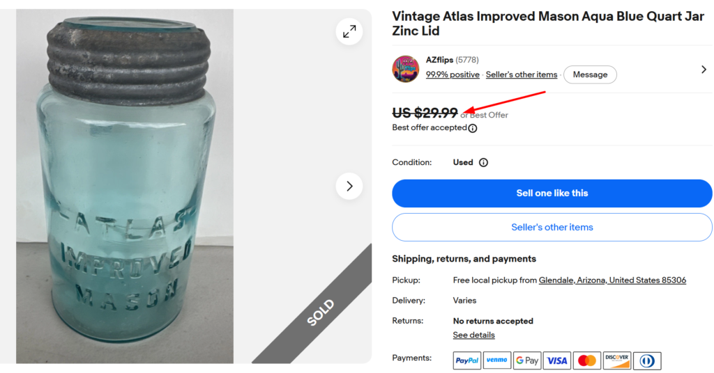 Aqua Blue Improved Mason Jar