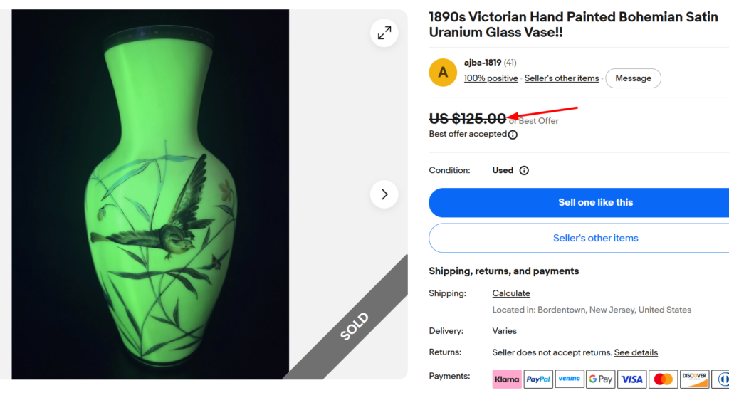 Bohemian and European Satin Uranium Vase