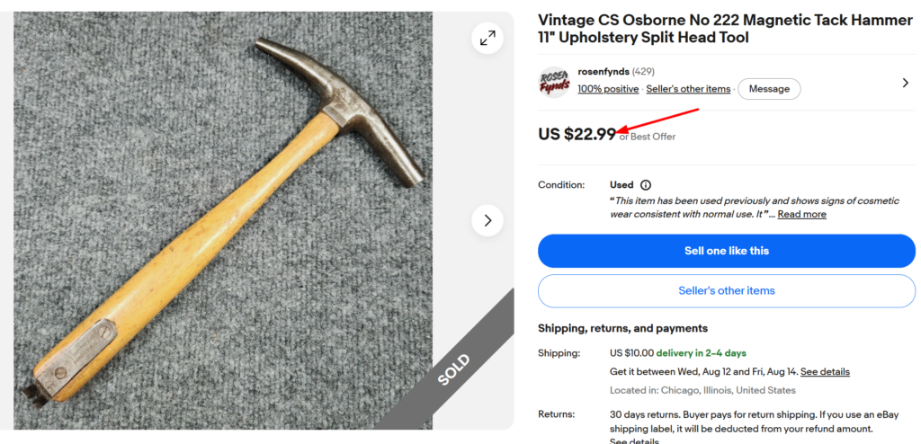 C.S. Osborne No. 33 Magnetic Split-Head Tack Hammer