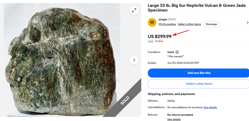 California Nephrite Jade Big Sur