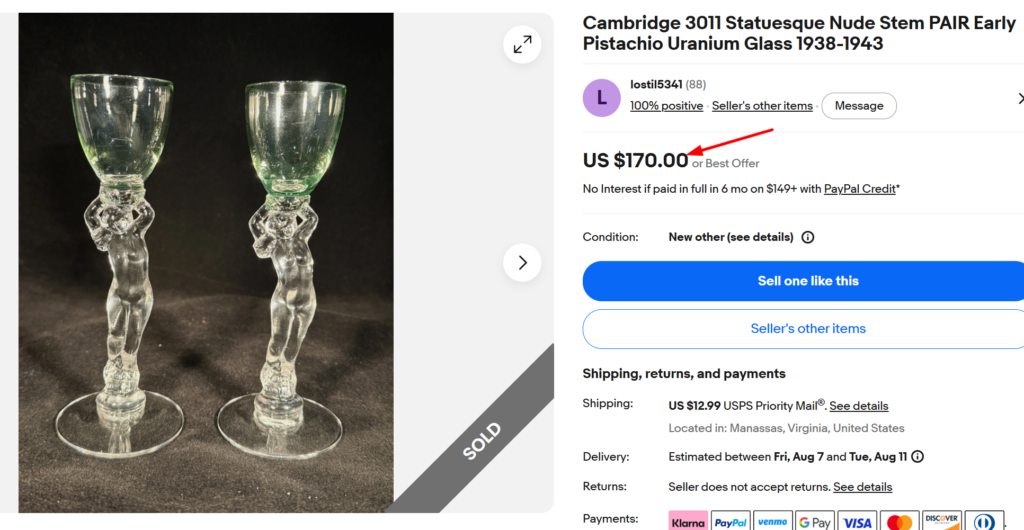 Cambridge #3011 Statuesque Nude Stem Glasses