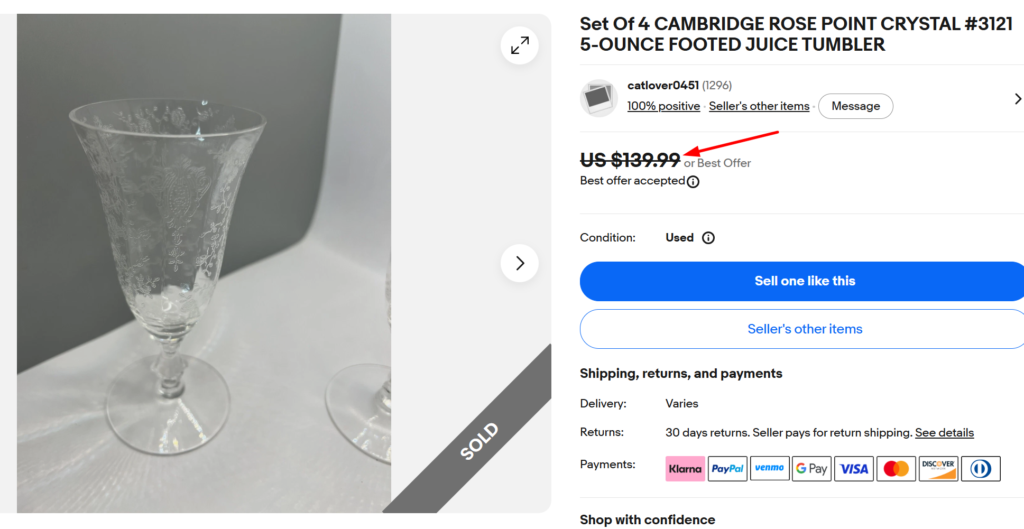 Cambridge Rose Point Etched Crystal 3121 Stemware