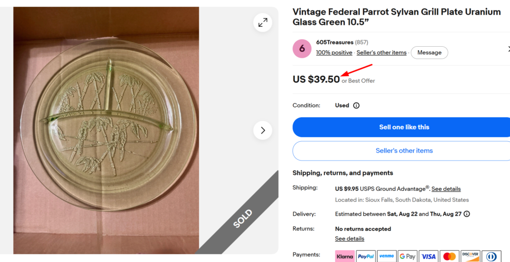 Federal Parrot Sylvan Grill Plate