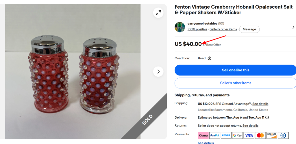 Fenton Cranberry Opalescent Hobnail Shakers