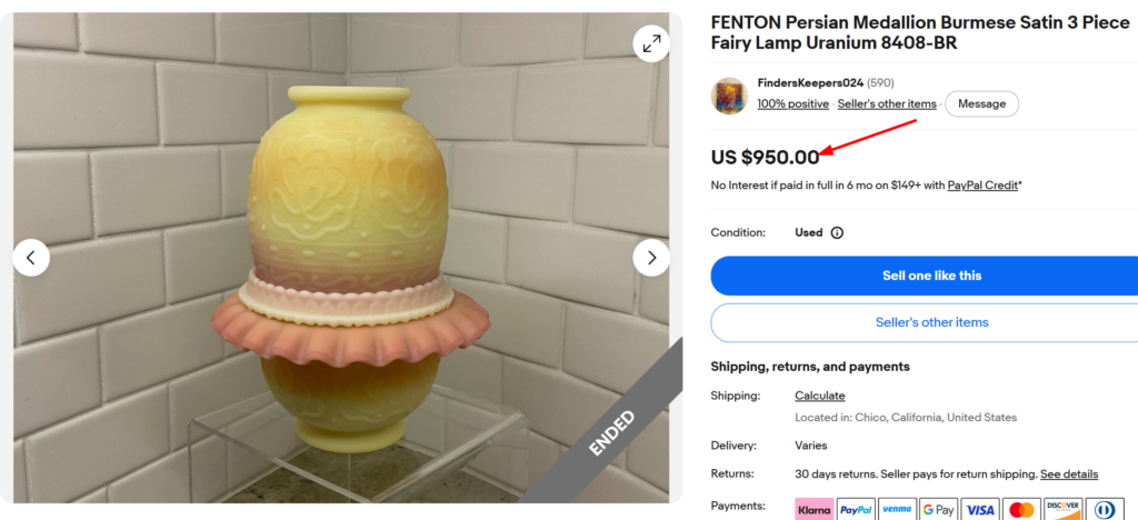 Fenton Persian Medallion Fairy Lamp