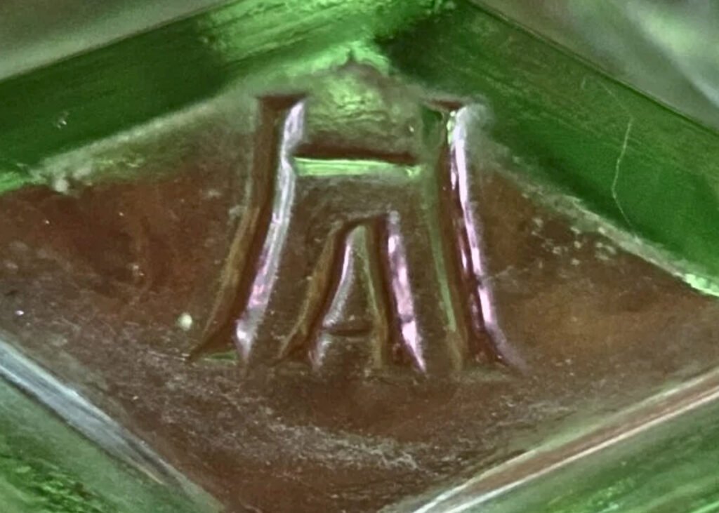 Green Depression Glass Base Mark