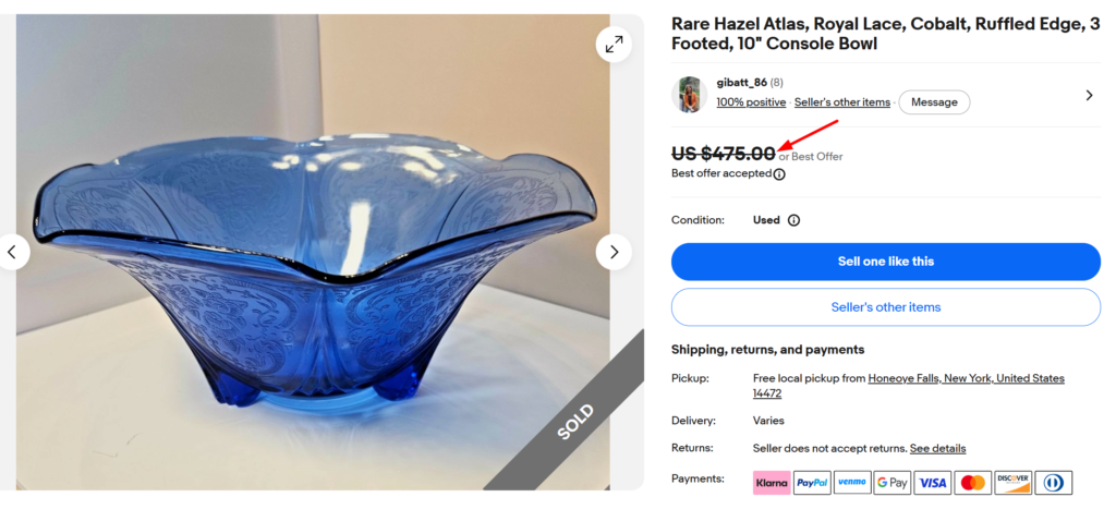 Hazel Atlas Cobalt Royal Lace