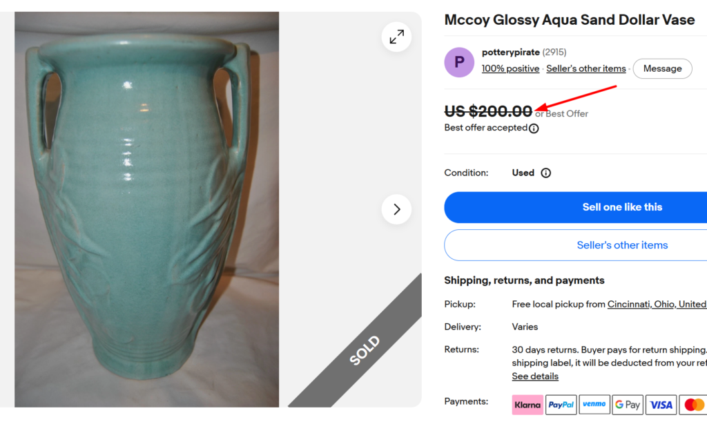 McCoy Pottery Double Handle Vase