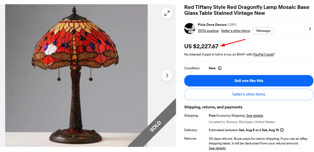 Tiffany Studios Dragonfly Table Lamp