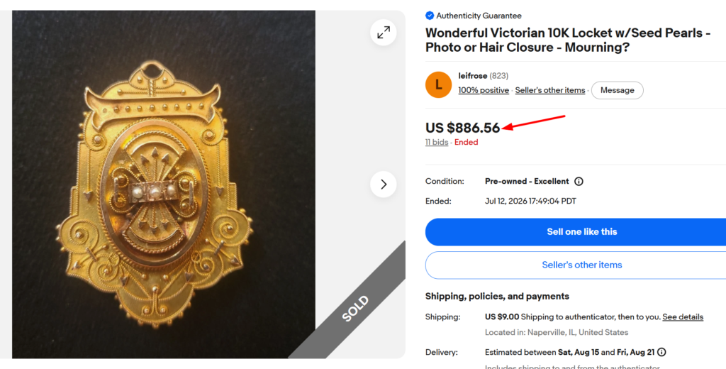Victorian 10K Hairwork Locket