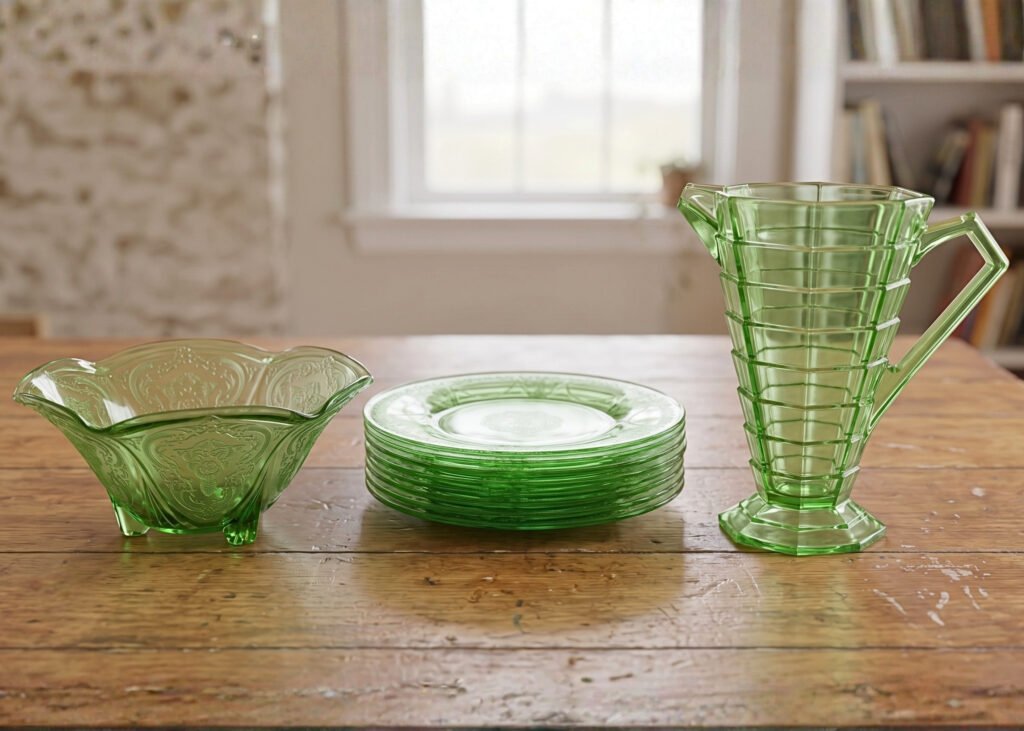 Vintage Green Depression Glass