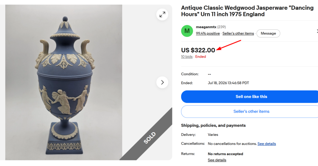 Wedgwood Blue Jasperware Dancing Hours Vase Urn