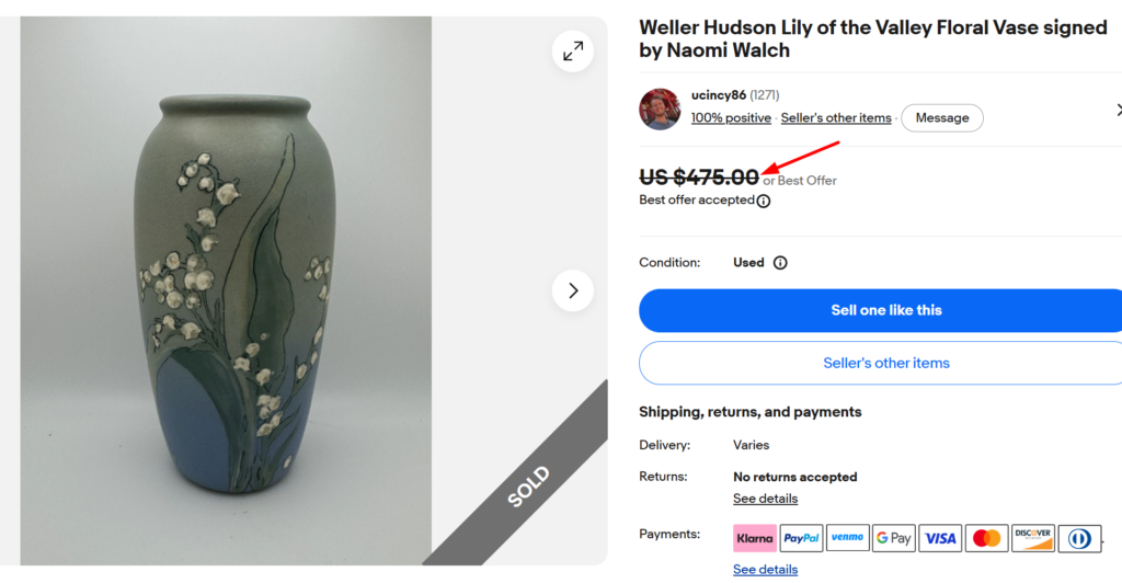 Weller Hudson Vase with Floral Decoration