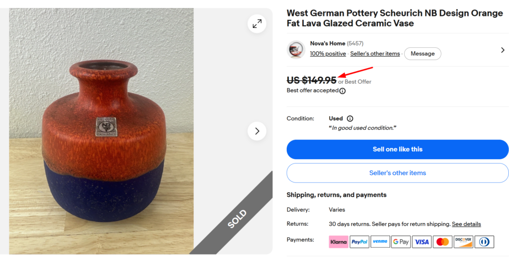West German Scheurich Fat Lava Vase