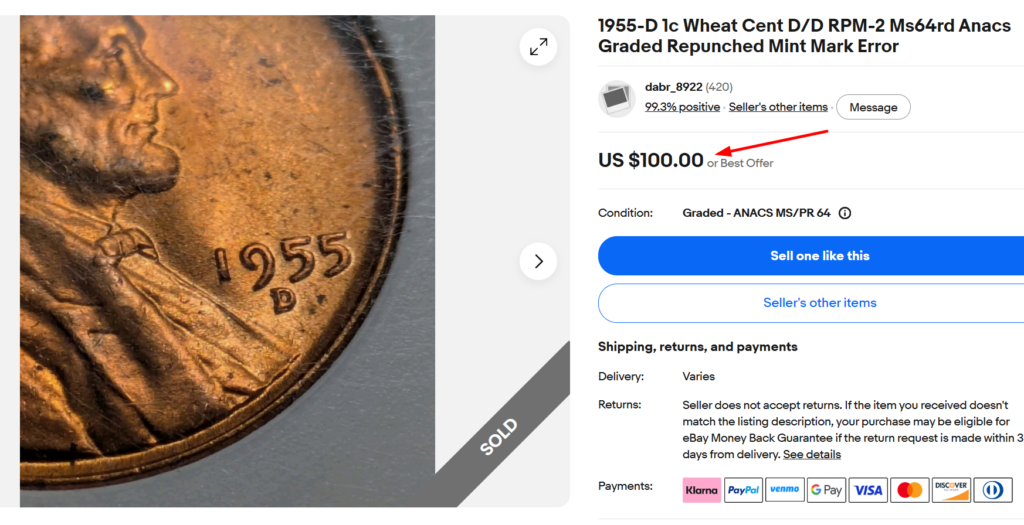 1955-D Repunched Mint Mark (FS-503)