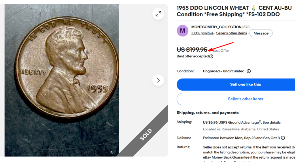 1955 Doubled Die Obverse FS-102