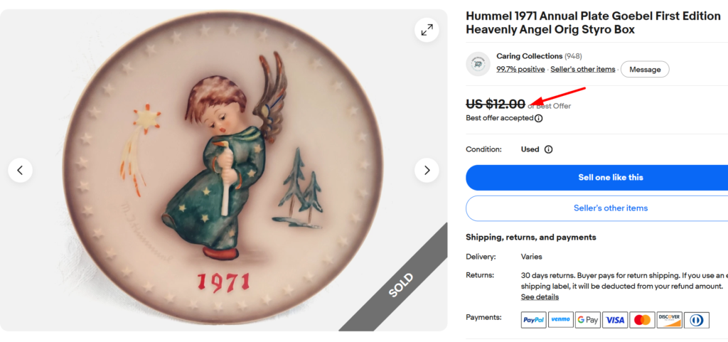 1971 Hummel Goebel Heavenly Angel Plate