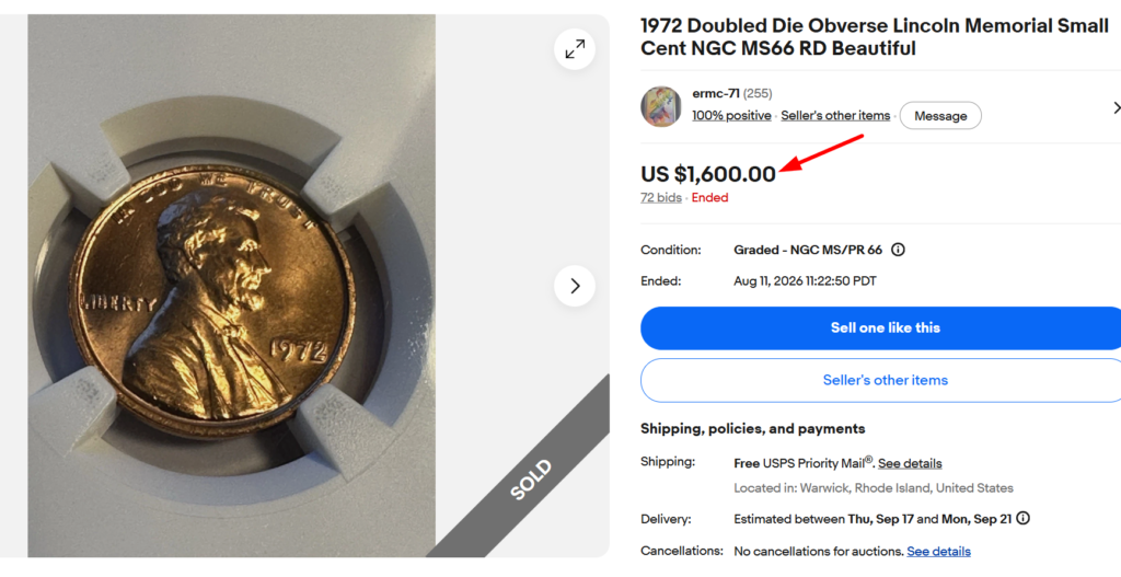 1972 Doubled Die Obverse Coin