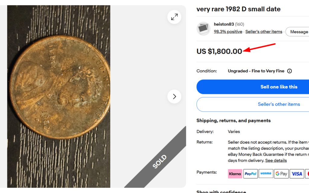 1982-D Small Date Copper Cent