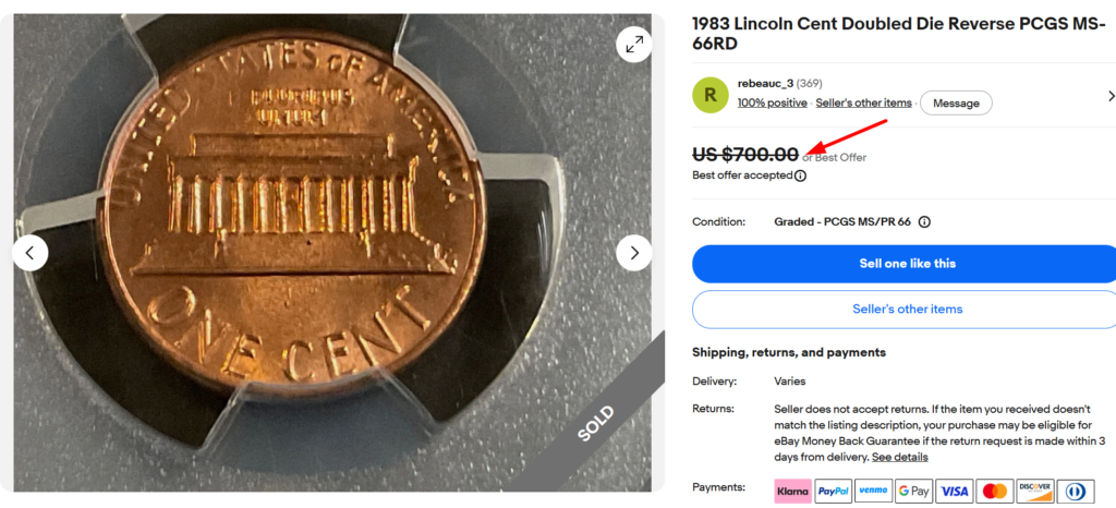 1983 Doubled Die Reverse Penny