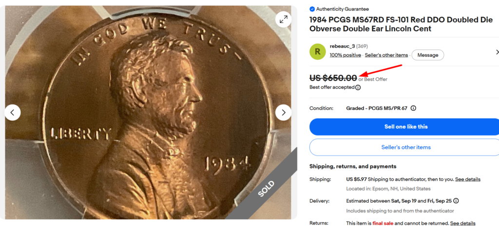 1984 Doubled Ear FS 101 Penny