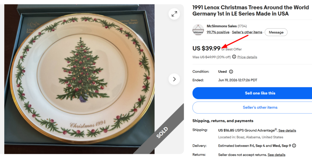 1991 Lenox Christmas Trees Around the World Plates