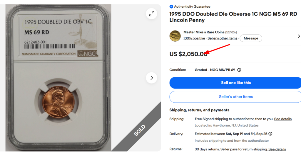 1995 Doubled Die Obverse Cent