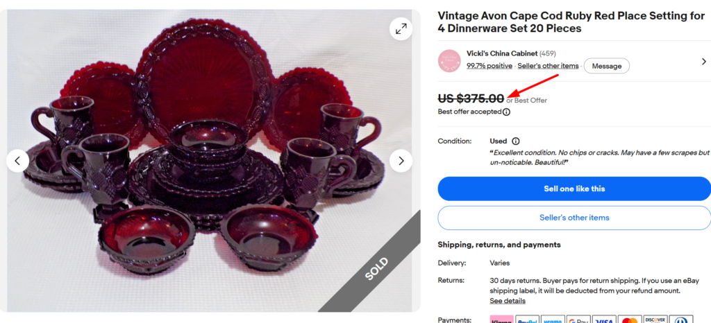 Avon Cape Cod Ruby Red Glassware