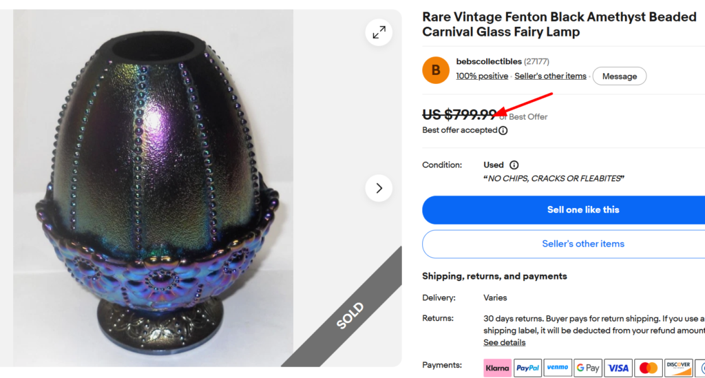 Fenton Black Amethyst Carnival Glass