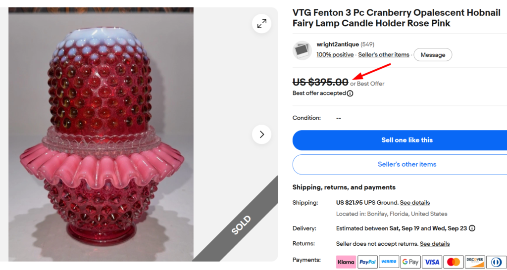 Fenton Hobnail Cranberry Opalescent Hobnail Fairy Lamp