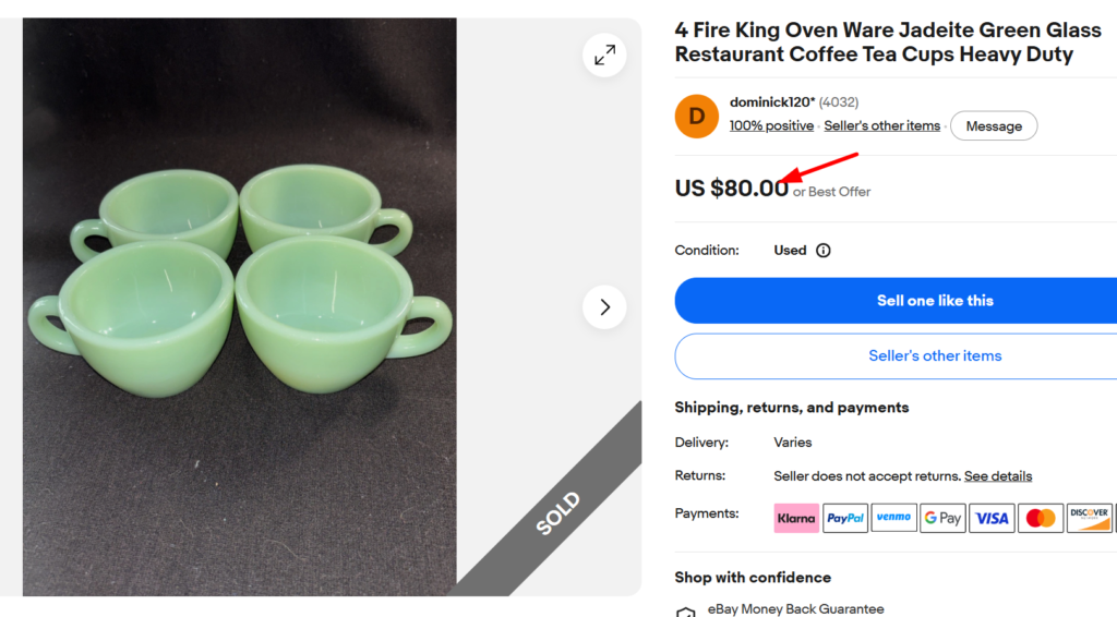Fire King Overware Jadeite Cups