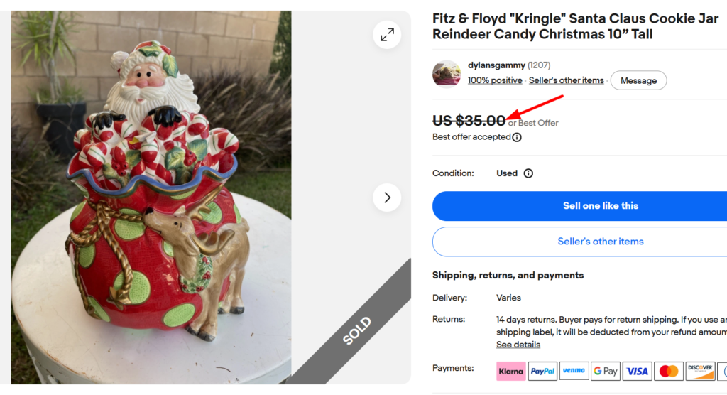 Fitz and Floyd Kringle Santa Cookie Jar