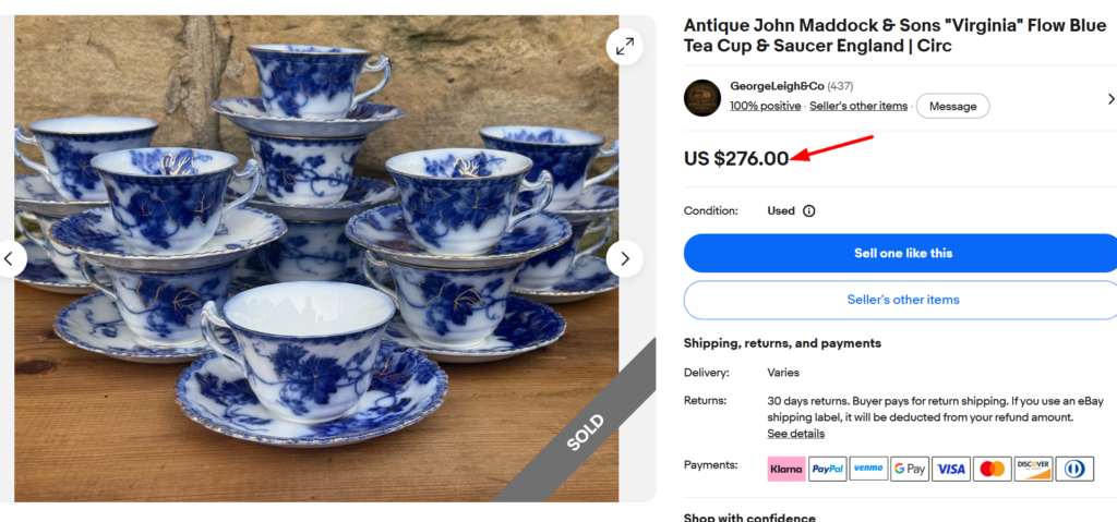 Flow Blue Tea Cups