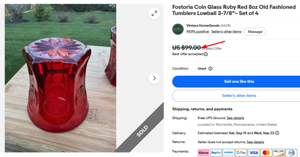 Fostoria Coin Glass in Ruby