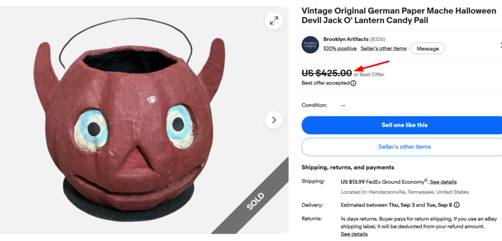 German Paper Mache Halloween Jack O Lantern