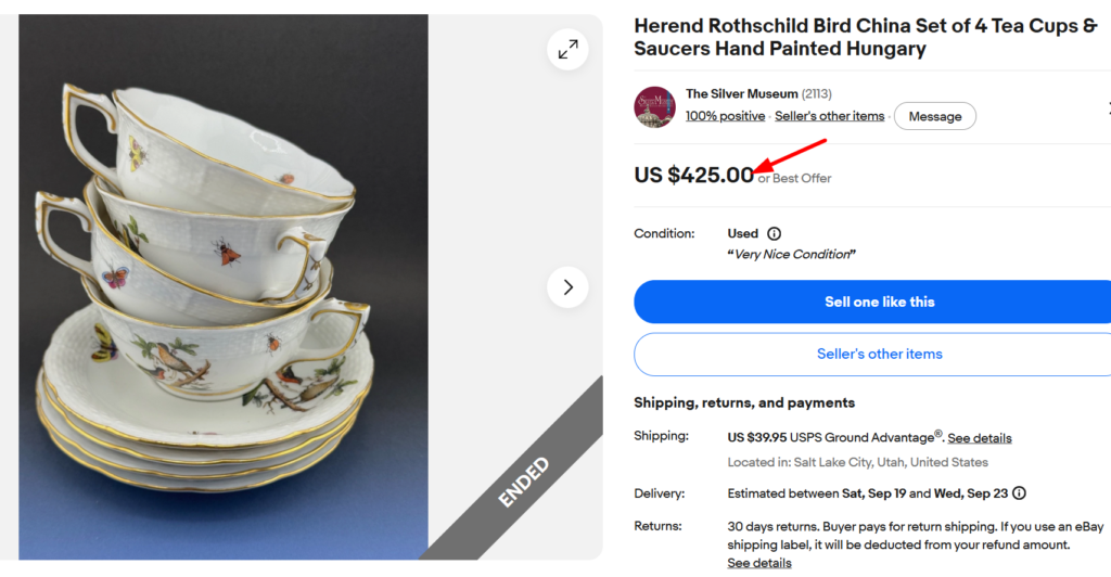 Herend Rothschild Tea Cups
