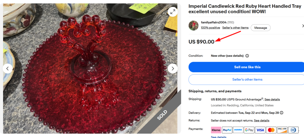 Imperial Candlewick Ruby Red Tray