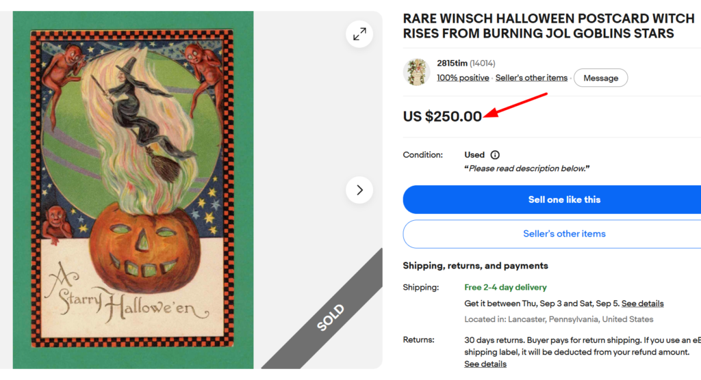 John Winsch Halloween Postcard