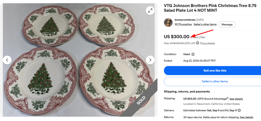 Johnson Brothers Pink Christmas Tree Plates
