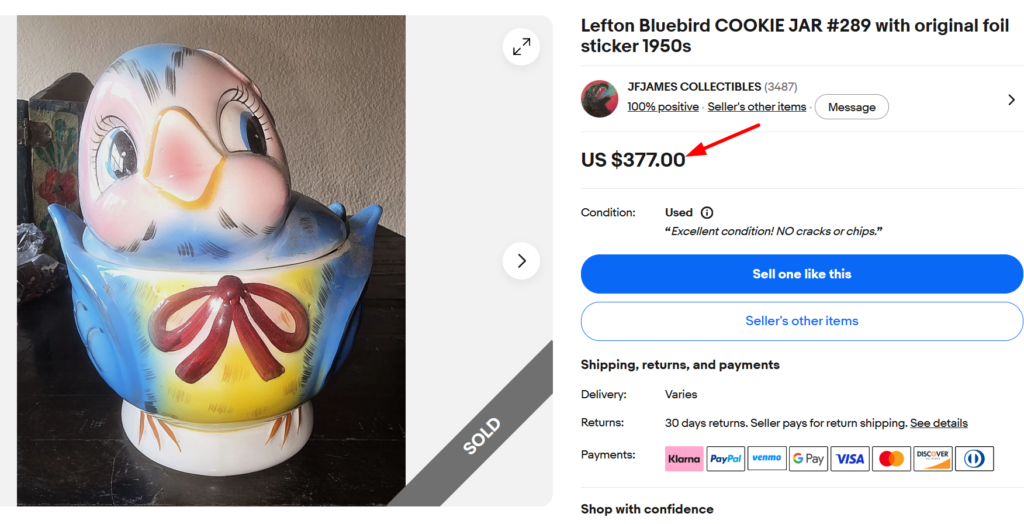 Lefton Bluebird Cookie Jar