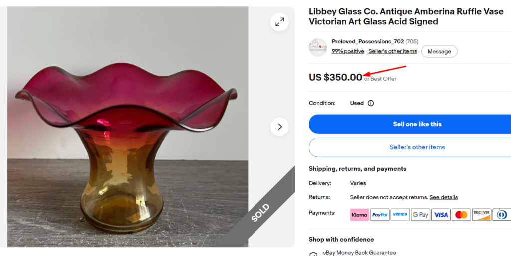 Libbey Amberina Art Glass
