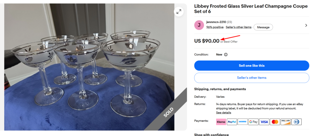 Libbey Silver Leaf (Silver Foliage) Glasses