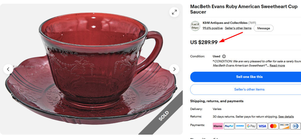 Macbeth Evans Ruby American Sweetheart Cups