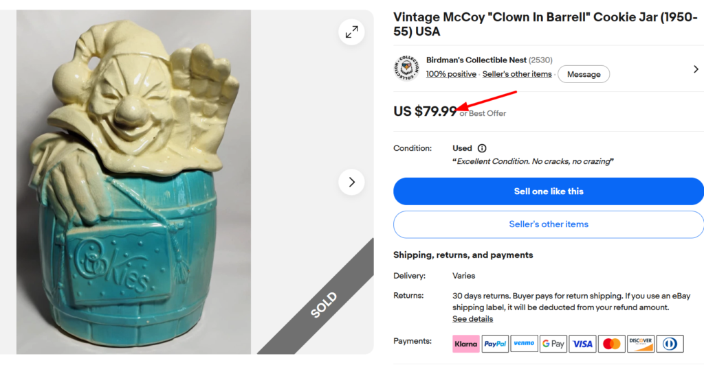 McCoy Clown in a Barrel Jar
