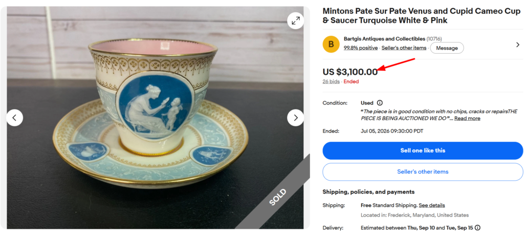 Minton pâte-sur-pâte Cup & Saucer