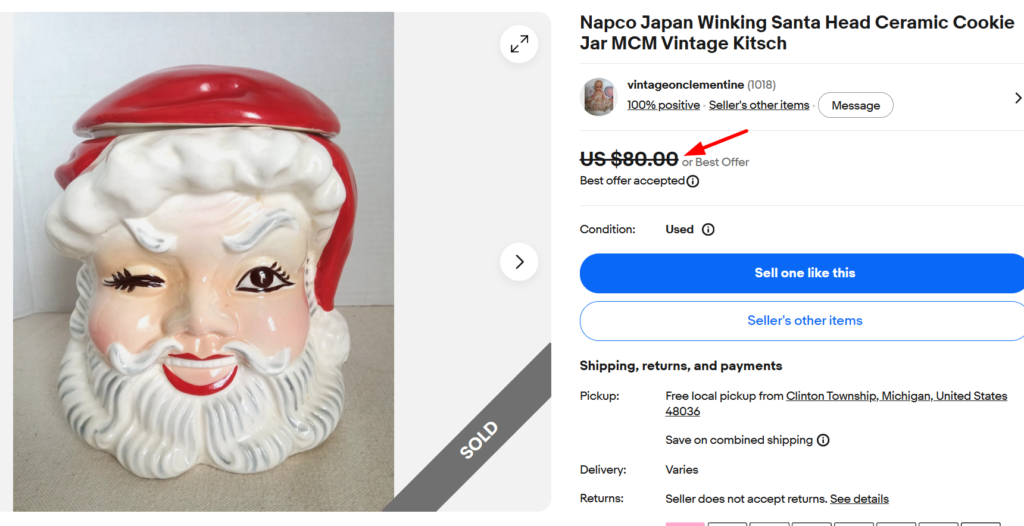 Napco Christmas Santa Cookie Jar