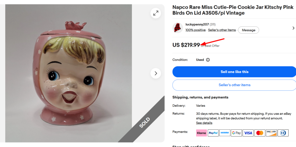 Napco Miss Cutie Pie Cookie Jar