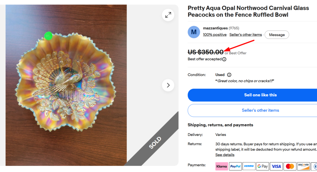 Northwood Aqua Opalescent Carnival Glass