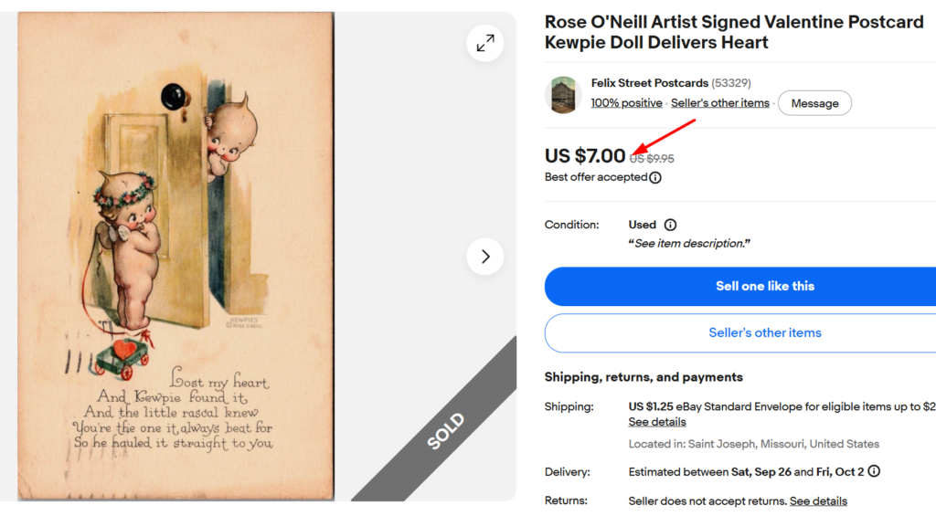 Rose Oneill Kewpie Valentine Postcard